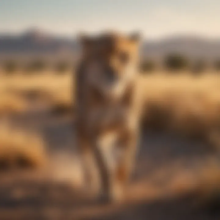 A sleek cheetah sprinting across an open savanna