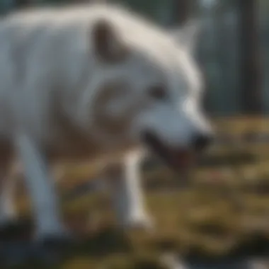 Arctic wolf hunting for prey