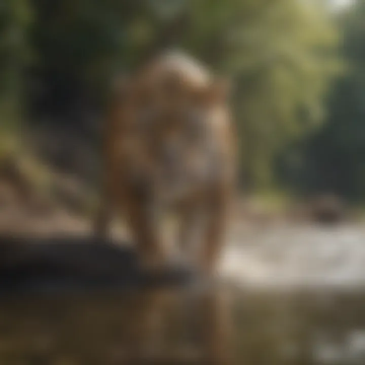 A jaguar hunting its prey near a riverbank