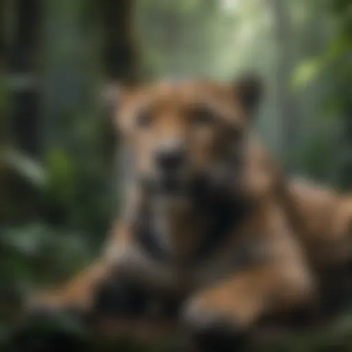 A majestic jaguar lounging in the lush rainforest