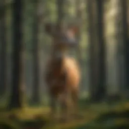 A majestic deer standing gracefully in a sunlit forest clearing.