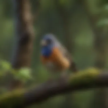 Songs of the Forest: The Melody of Birds A vibrant array of forest birds perched on branches, singing harmoniously.