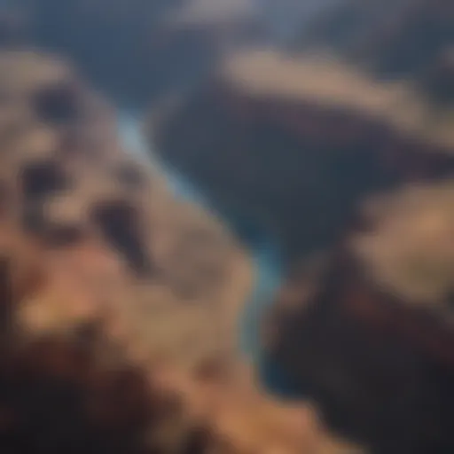 Aerial view of the Grand Canyon showcasing its majestic geological formations.