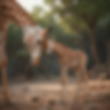 Newborn giraffe taking its first steps in the wild