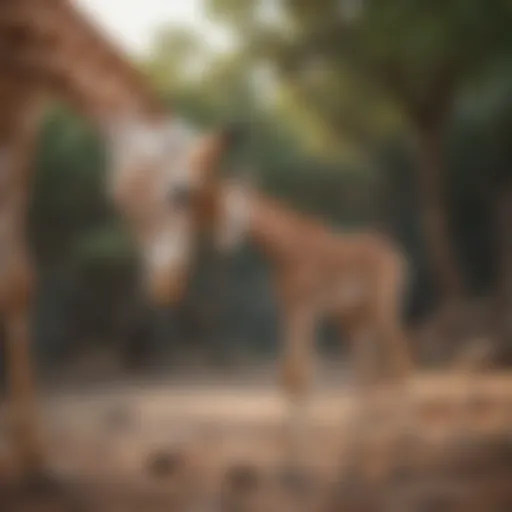 Newborn giraffe taking its first steps in the wild