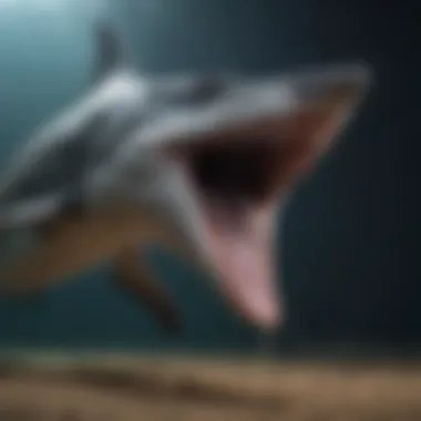 Feeding Behavior of the Goblin Shark Goblin shark caught in a moment of feeding, illustrating its unique hunting method