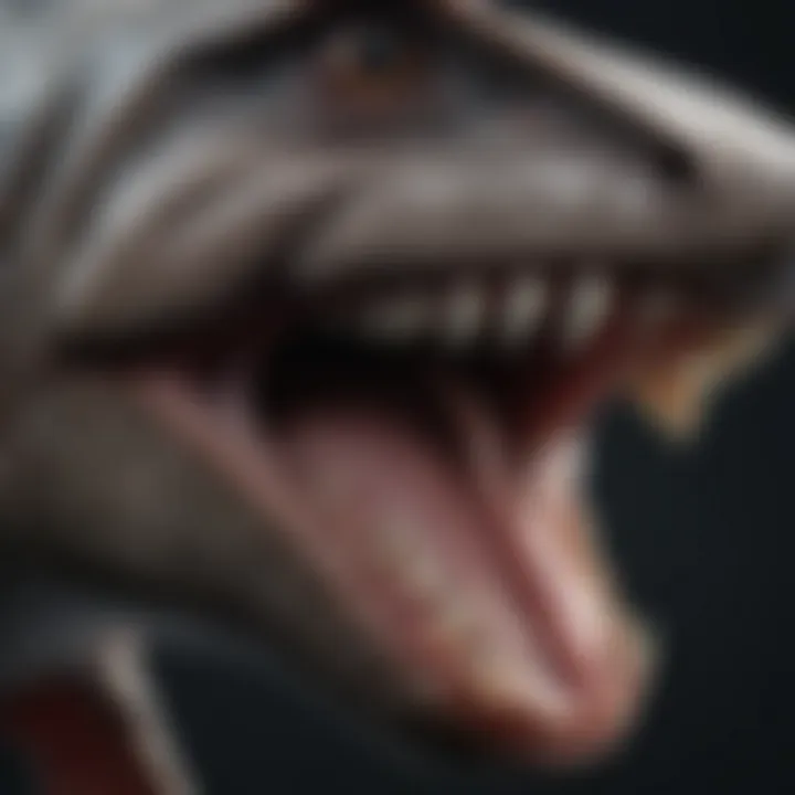 Close-up of the goblin shark's teeth, highlighting its predatory adaptations