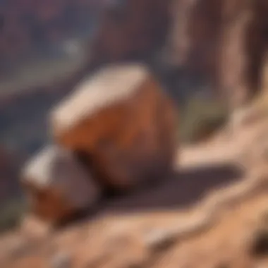 Close-up of unique rock formations revealing the geological history of the Grand Canyon