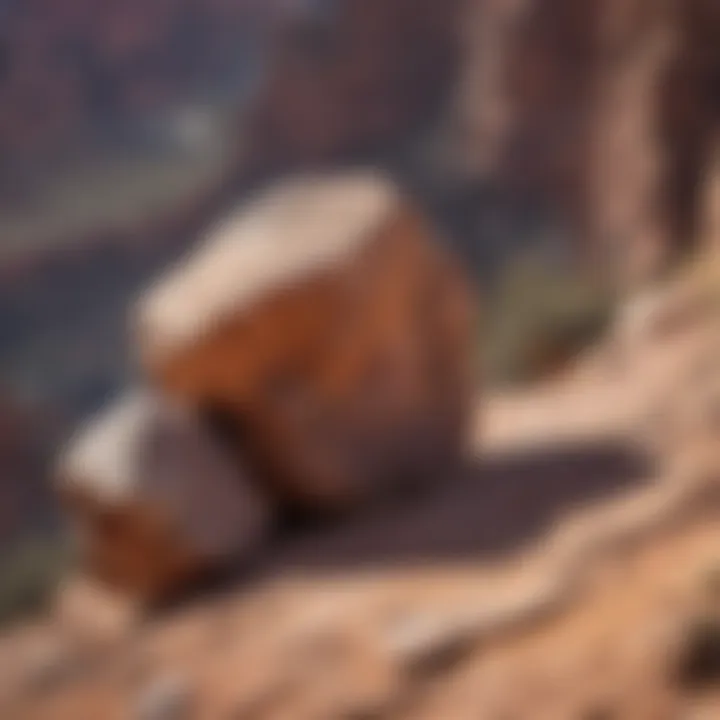Close-up of unique rock formations revealing the geological history of the Grand Canyon