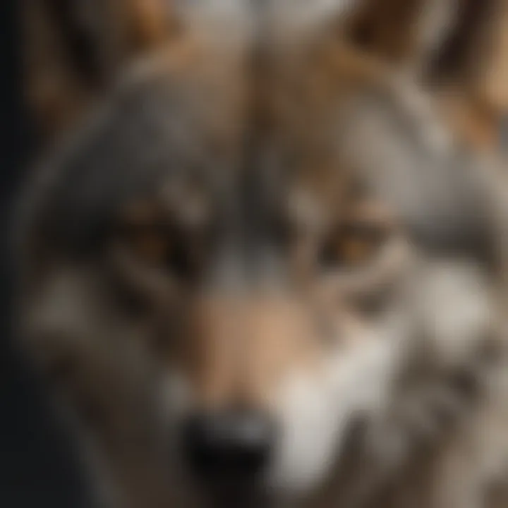 Detailed anatomy of a gray wolf showcasing its physical features