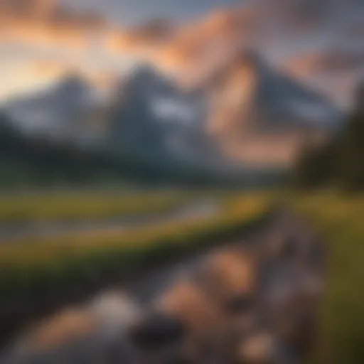 A breathtaking view of the Canadian Rockies at sunrise, showcasing dramatic peaks and lush valleys.