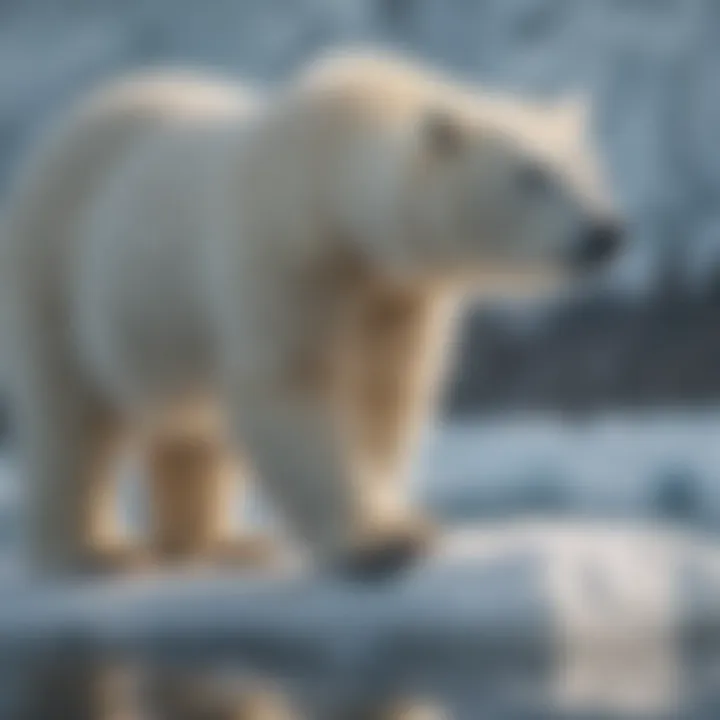A serene polar bear on a drifting ice floe, highlighting the unique wildlife of Canada and the impacts of climate change.