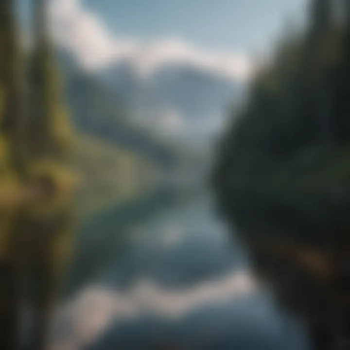 A picturesque view of a pristine lake surrounded by dense forests, representing Canada's commitment to environmental conservation.