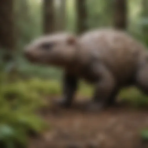 A lush forest habitat where pangolins roam, showcasing a rich diversity of flora and fauna.