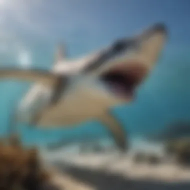 An illustration depicting the conservation status and challenges faced by hammerhead sharks.