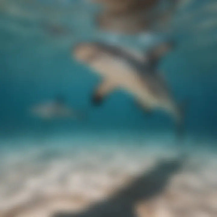 A school of hammerhead sharks swimming together, demonstrating their social behavior.