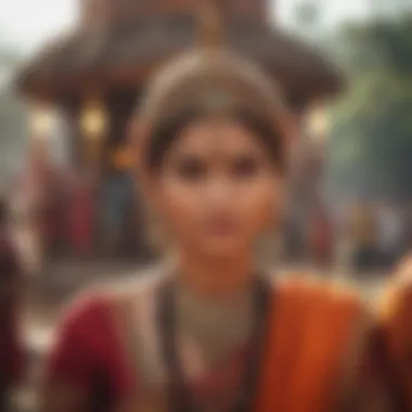 A vibrant festival scene in India filled with colorful decorations and traditional attire