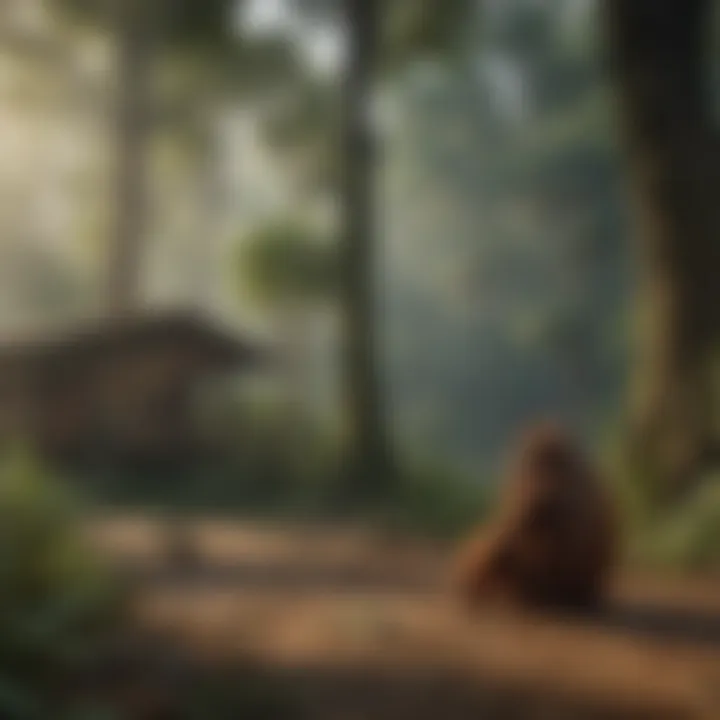 A serene view of a rainforest, illustrating the crucial habitat for orangutans and the biodiversity it supports