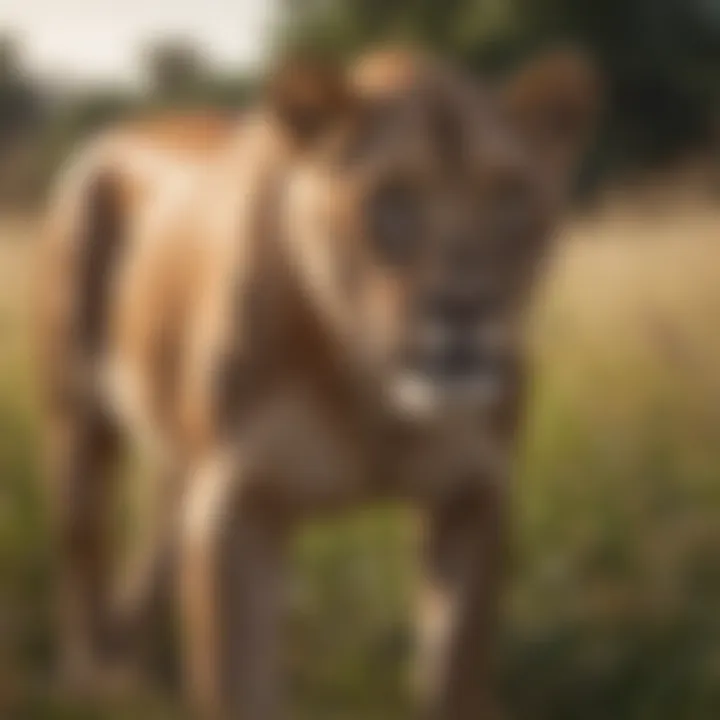 A lioness hunting in the tall grass, embodying the spirit of the wild