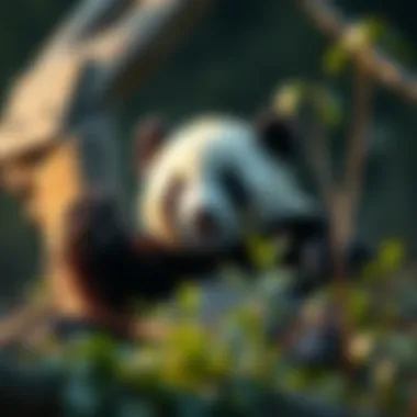 Illustration of panda conservation efforts and habitats