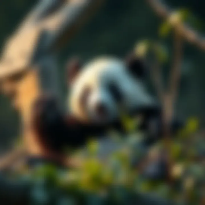 Illustration of panda conservation efforts and habitats