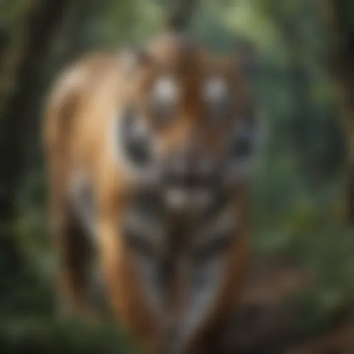 Majestic tiger prowling through lush forest
