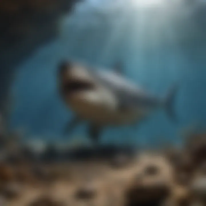 Reconstruction of the megalodon's habitat during the Cenozoic Era.
