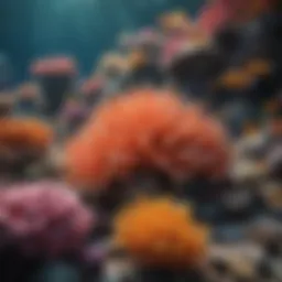Colorful coral reef teeming with fish