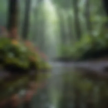 Diverse flora in a rainy forest