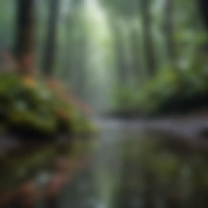 Diverse flora in a rainy forest