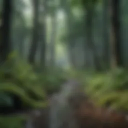 Lush greenery of a rainy forest