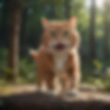 A cat performing a humorous trick, showcasing its playful nature.