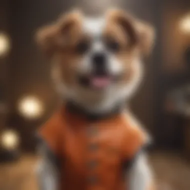 A dog wearing a funny costume, eliciting laughter.