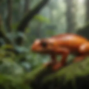 Colorful rainforest creatures in their natural habitat