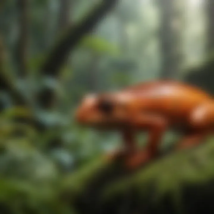 Colorful rainforest creatures in their natural habitat
