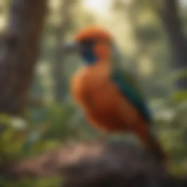 The Vibrant Avian Life of the Safari Ecosystem Colorful birds perched amidst vibrant foliage