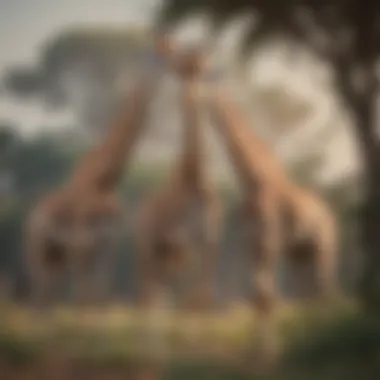 Graceful giraffes feeding on acacia trees