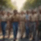 Illustration of African American activists marching for civil rights