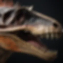 Spinosaurus skull side view showcasing its elongated jaw