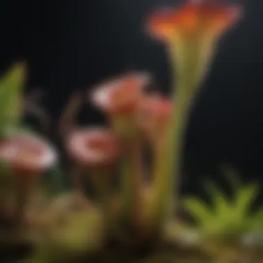 A close-up of a vibrant carnivorous plant capturing its prey.