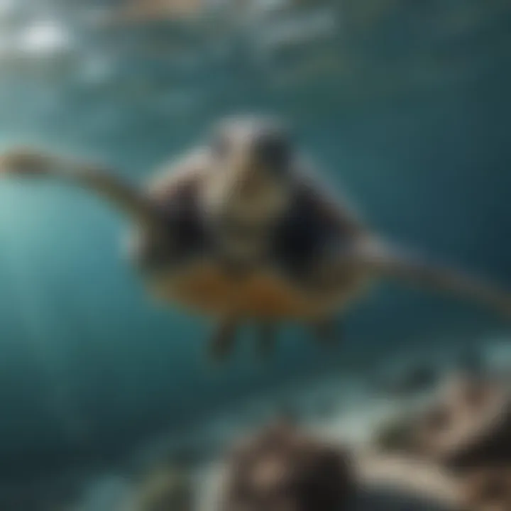 An enchanting sea turtle gliding through clear waters