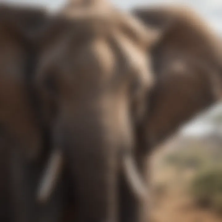 A close-up of a majestic African elephant in its natural habitat.