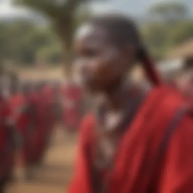 Colorful traditional attire of the Maasai community during a cultural ceremony.