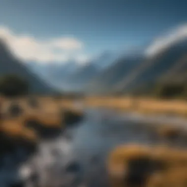 South Island Mountains Majestic view of New Zealand's South Island mountains with a clear blue sky