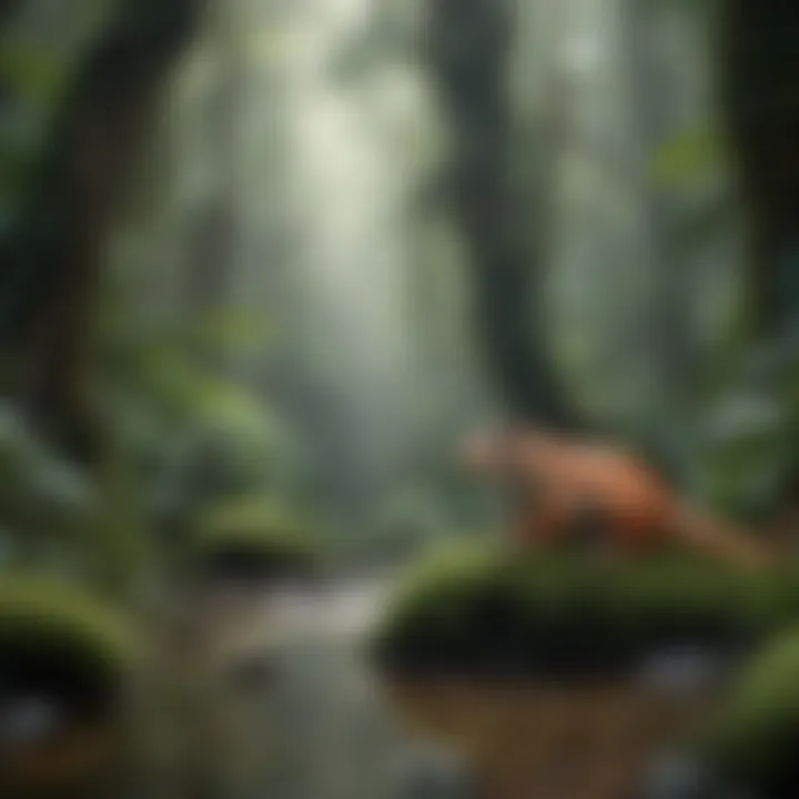 Ecological Relationships in the Rainforest Illustration depicting the ecological relationships within the rainforest