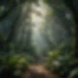 Lush green canopy of a rainforest