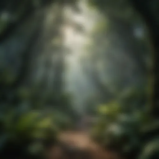 Lush green canopy of a rainforest