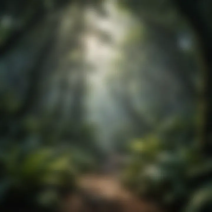 Lush green canopy of a rainforest
