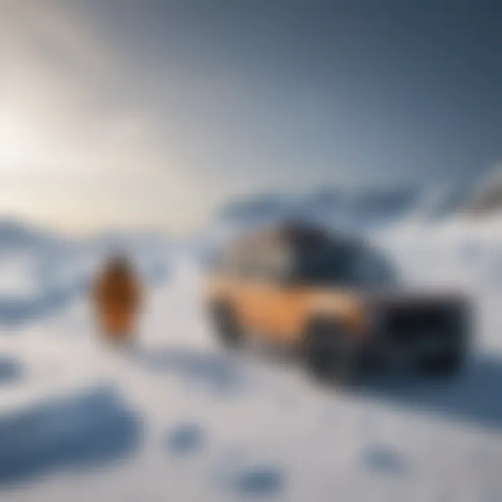 Adventurers enjoying winter activities in the Arctic