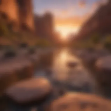 A colorful sunset illuminating the rock formations of Utah's national parks